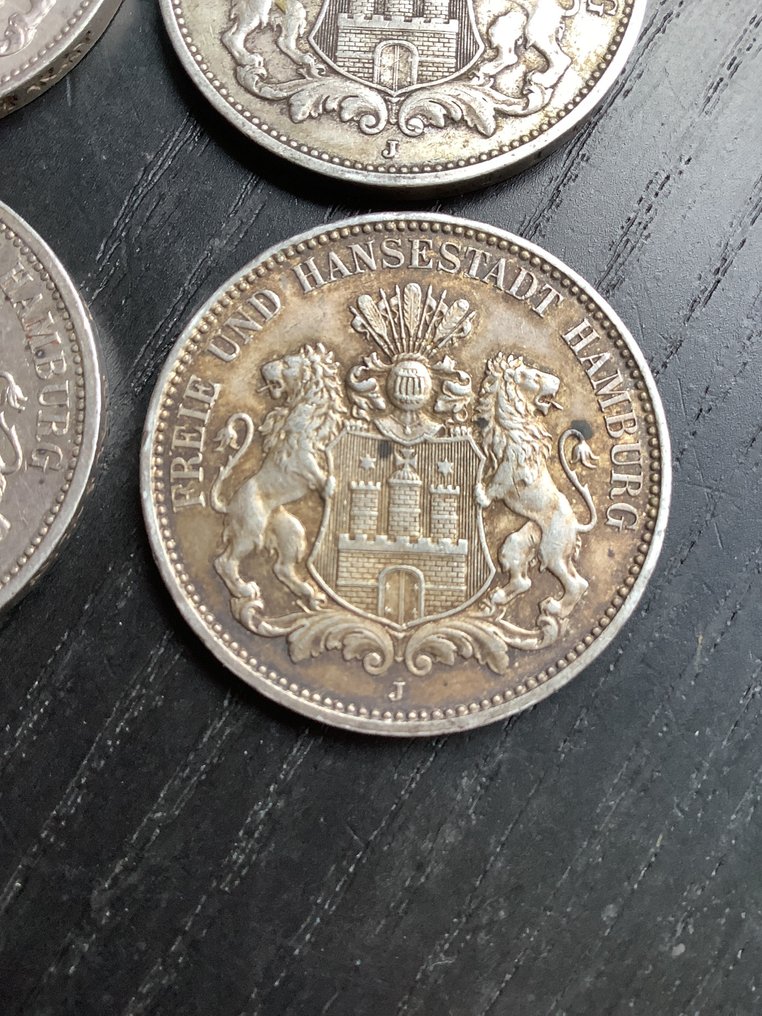 Germany, Empire 3 Mark 4x 1908/1914 Hamburg  (No reserve price) #4.3