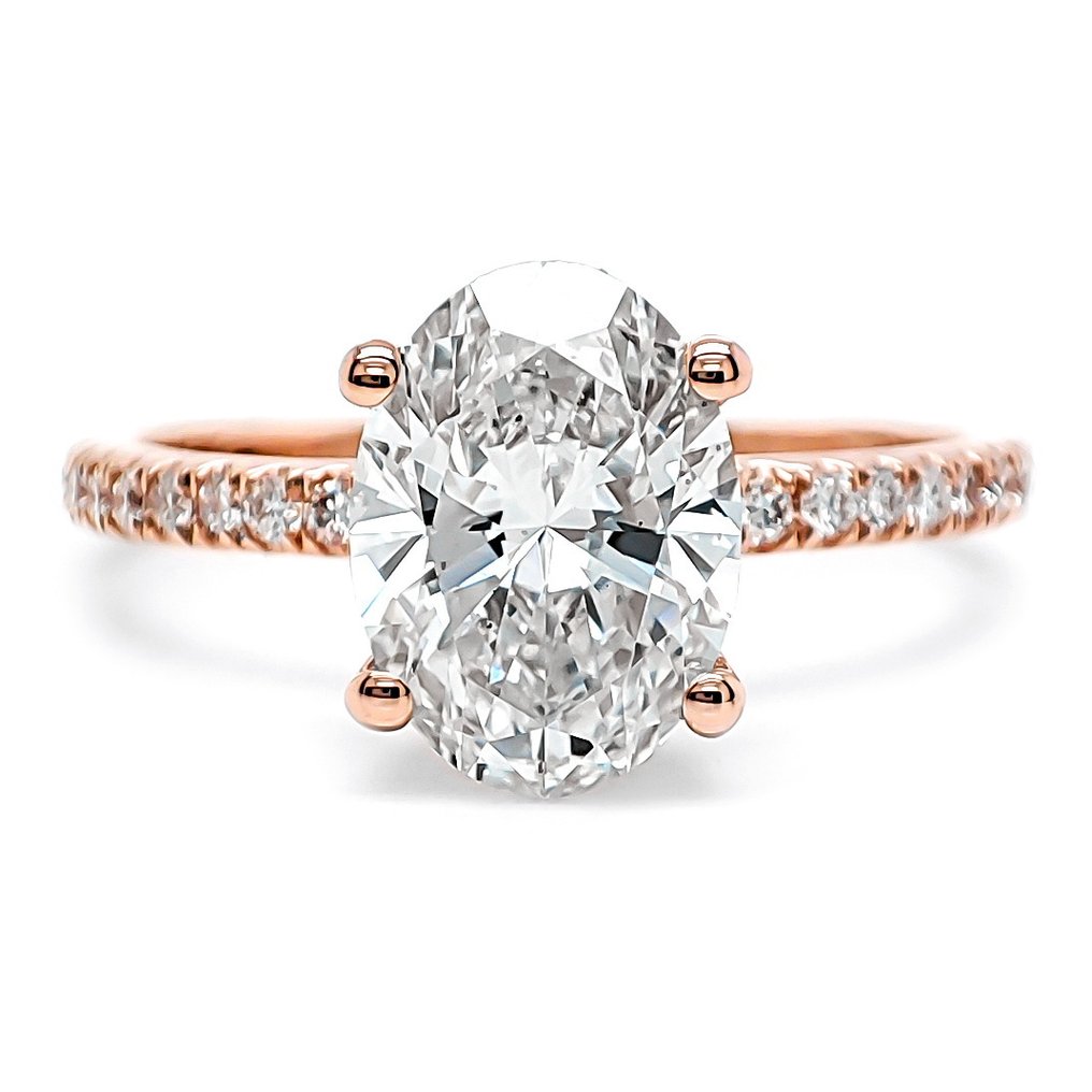 Ei pohjahintaa - Sormus - 14 kt. Ruusukulta -  2.09ct. tw. Timantti (Laboratoriossa kasvatettu) - Timantti - IGI Certified #1.0