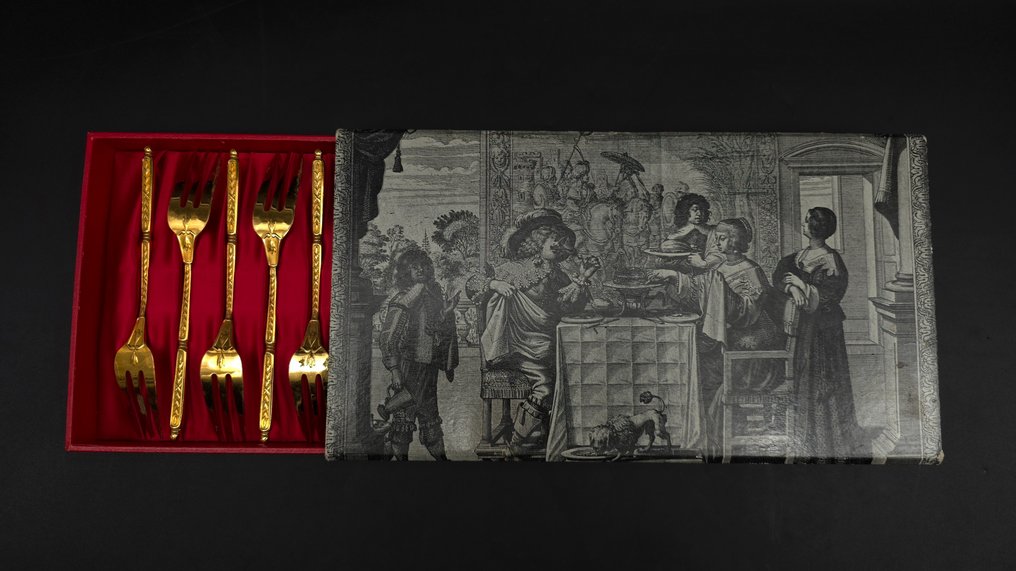 Alfénide - 餐具套装 (12) - 穗 / 小麦 - 镀金, 镀银金属 - 甜点叉 #4.3