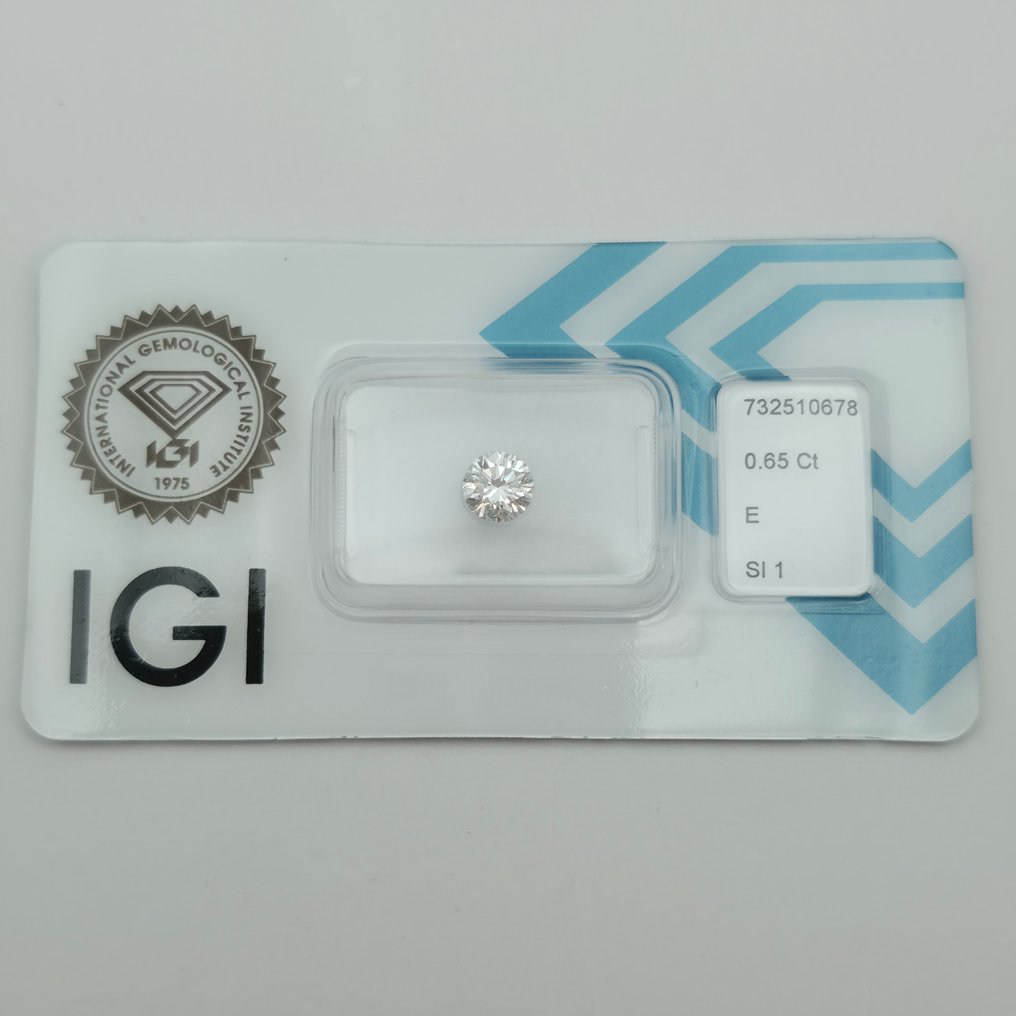 1 pcs 钻石  (天然)  - 0.65 ct - 圆形 - E - SI1 微内含一级 - 国际宝石研究院（IGI） #1.0