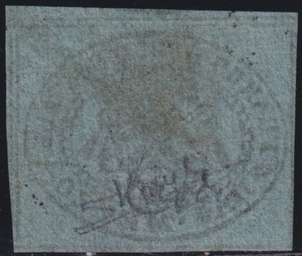 意大利古城邦-教皇国 1852 - 我^Em. 1/2 B. 灰绿色调的Sass 1b，非常边缘清晰，使用于Ray Ex Coll. Imperato，非常好，边缘明显，状态良好。 #1.0