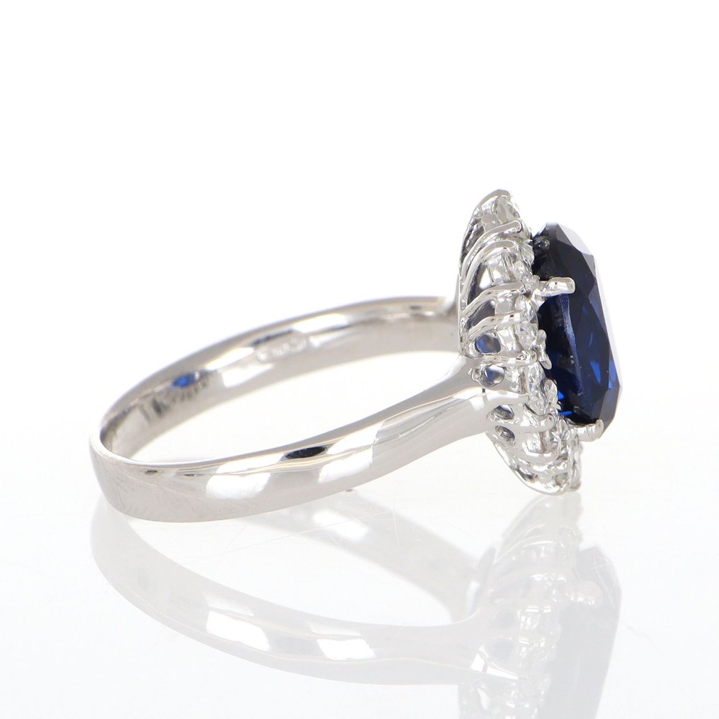 没有保留价 - 戒指 - 18K包金 白金 蓝宝石 - 钻石 #2.1