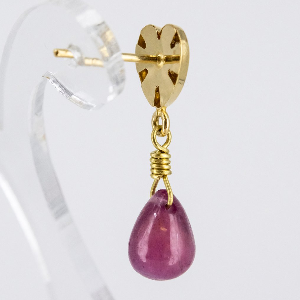 Boucles d'oreilles - 18 carats Or jaune Rubis - Diamant #3.2