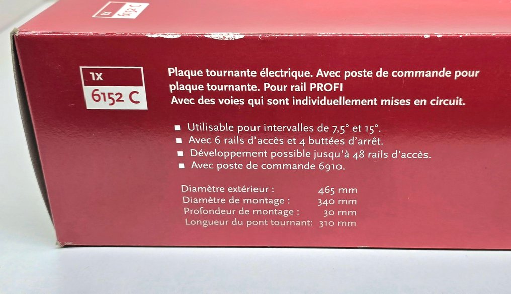 Fleischmann H0 - 6152 C - Model train tracks (1) - Electric turntable 465 mm with 6 connections for Profi-Rails #2.1