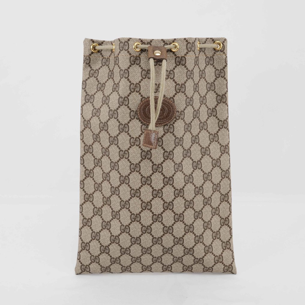 Gucci - Vintage Gucci GG Canvas Drawstring Bag – Brown/Beige - Handbag #1.0