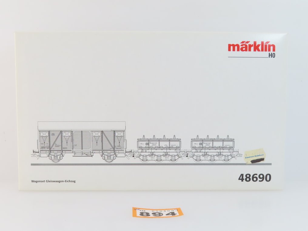 Märklin H0 - 48690 - Set di vagoni merci di modellini di treni (1) - Set di carri merci da 3 pezzi 'Gleiswagen Eichzug' per l'allineamento delle tratte ferroviarie. - DB #2.1