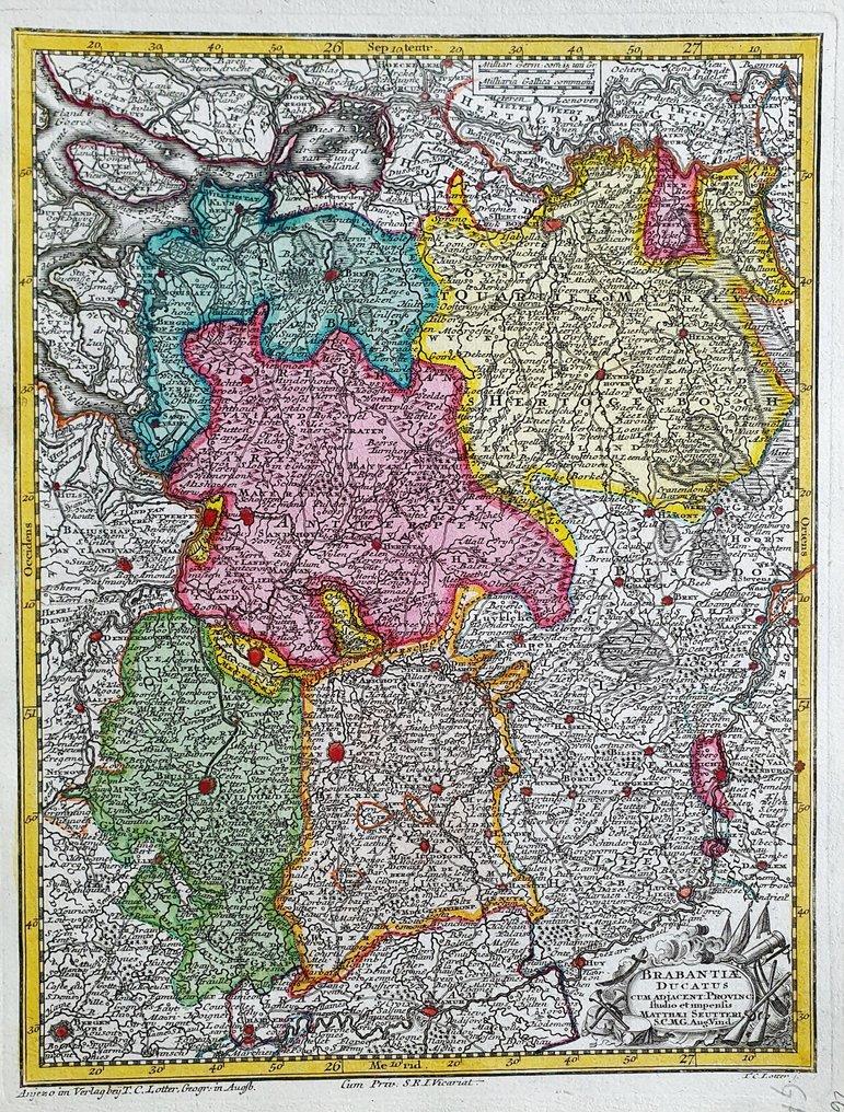 Europe - Holland / Belgium / Antwerp / Brussels / Leuven / Breda; Matthaus Seutter / C. Lotter - Brabantiae Ducatus - 1721-1750 #1.0