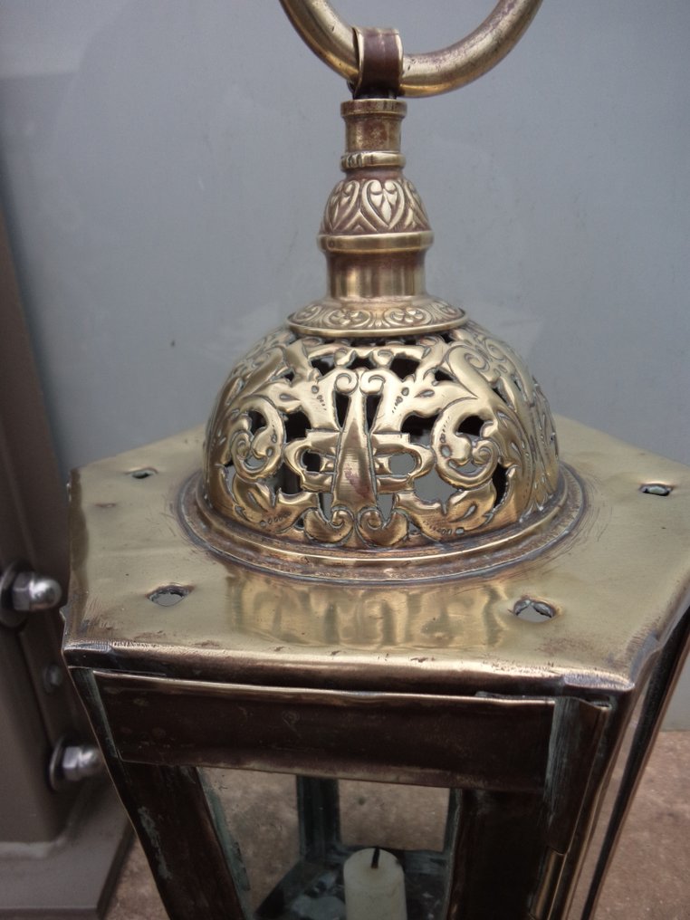 Lantaarn met kroon . - Oljelampe - Messing #2.1