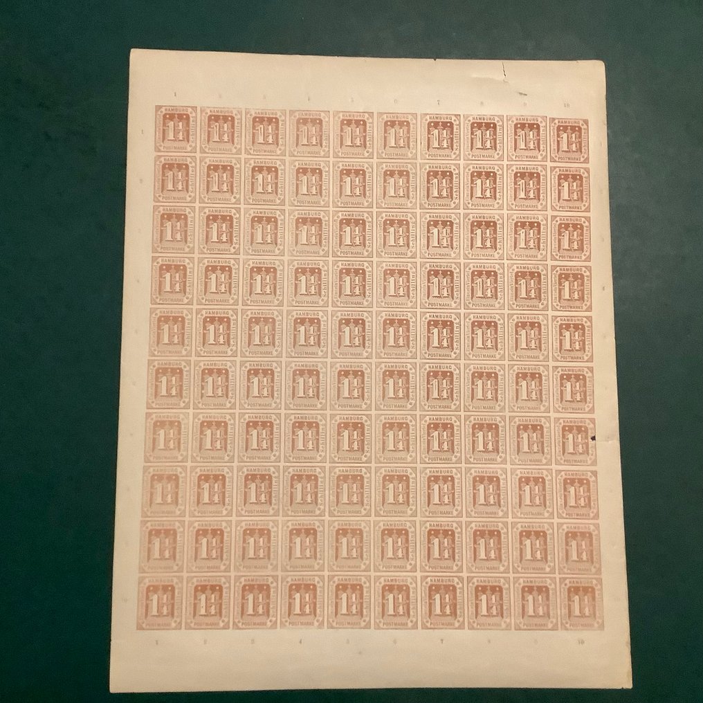 Αμβούργο 1866 - 1,25 Σέντσιλινγκ σε πλήρες φύλλο - ND - Michel 20 #1.0