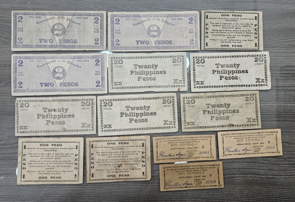 Filipine. - 26 banknotes - WW II Emergency & Guerrilla currency - Various Dates 1942-1944 (Fără preț de rezervă) #4.3
