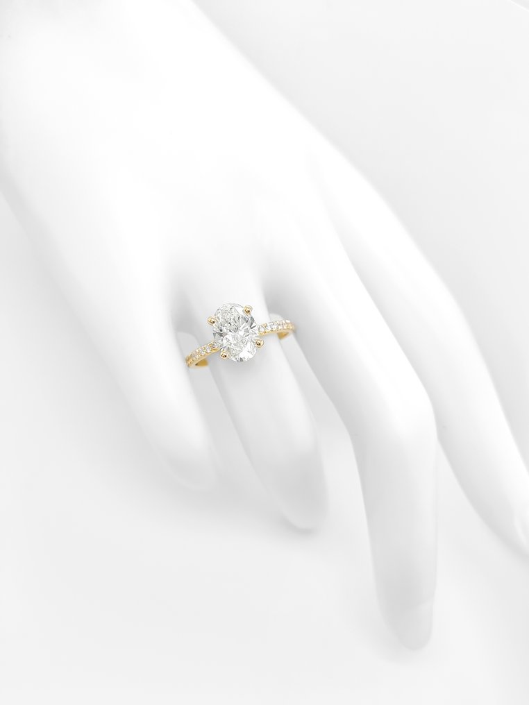 Zonder minimumprijs - Ring - 14 karaat Geel goud -  2.06ct. tw. Diamant (Lab-grown) - Diamant - IGI Gecertificeerd #4.3
