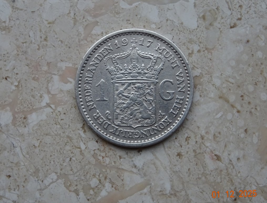 Holland. Wilhelmina. 1 Gulden 1917  (Ingen mindstepris) #1.0