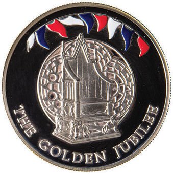 Falkland-szigetek. 50 Pence 2002 "Golden Jubilee -Throne "0,99 Oz  Proof  (Nincs minimálár) #1.0