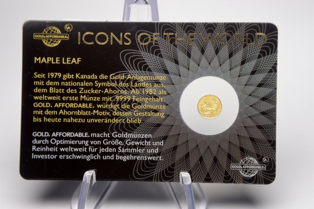 Ruanda e Burundi. 10 Francs 2015 Icons of the World - Maple Leaf - 1/200oz (.999) (Sem preço de reserva) #1.0