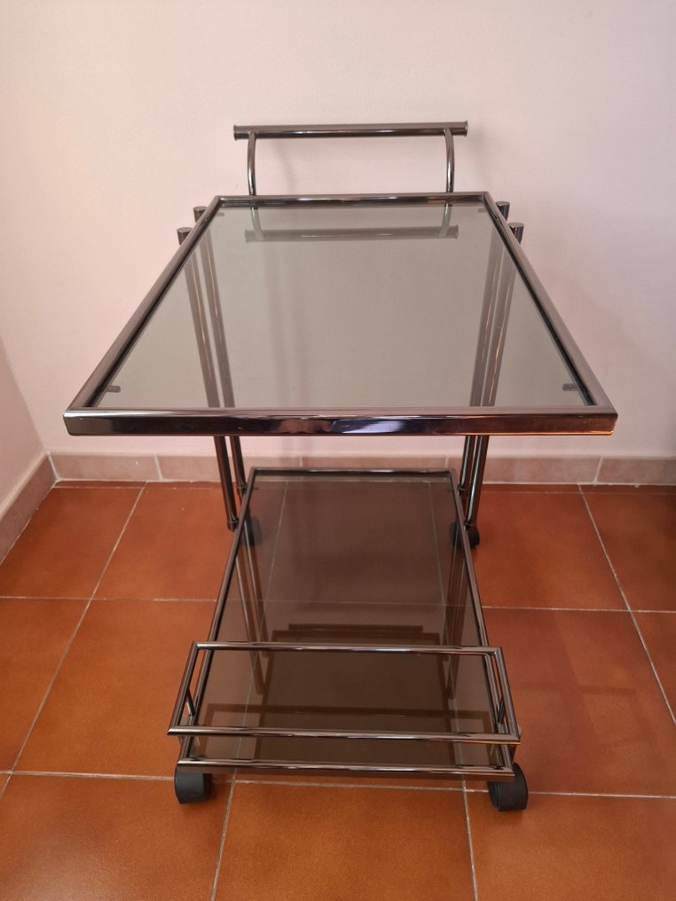 Side table - chromed metal - Vintage 70s bar cart #1.0