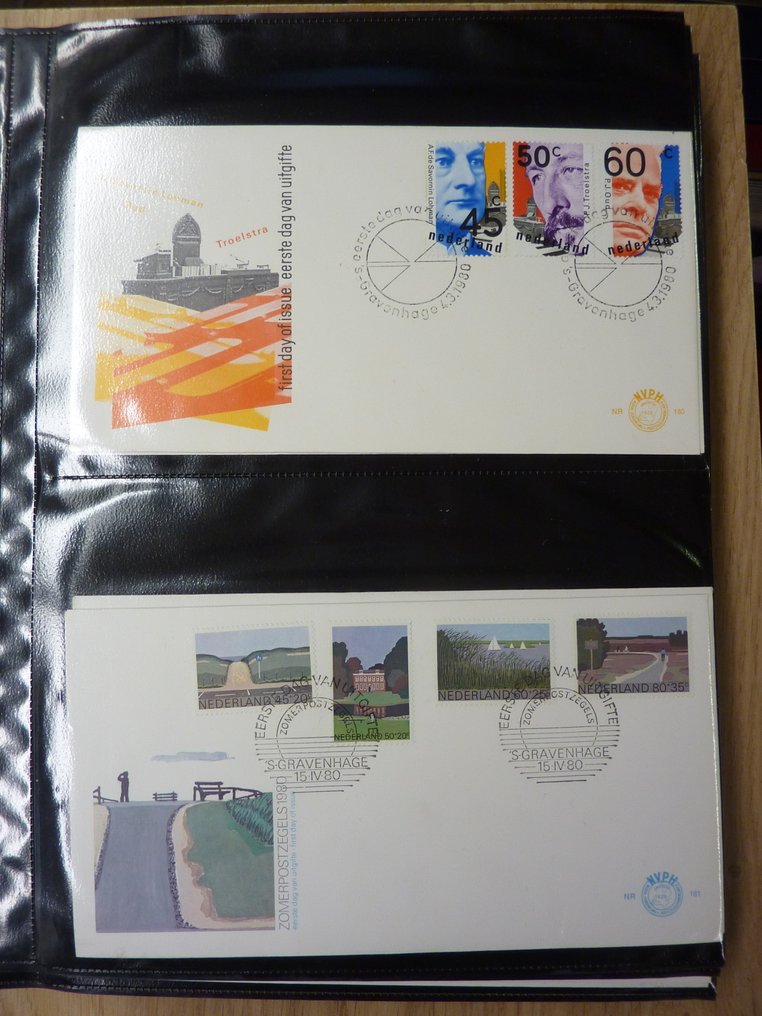 荷兰 1980/2000 - FDC 在三张专辑中，全部未邮寄过。 - NVPH E180 t/m E414 waarbij doubletten en album met 53 PTT mapjes #2.1