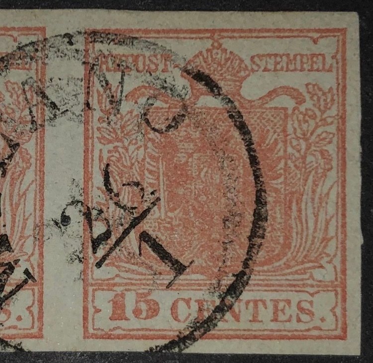 奧地利 1850/1851 - 奥地利 15+15 分 II 类型 1851 成对 高品质 #2.1