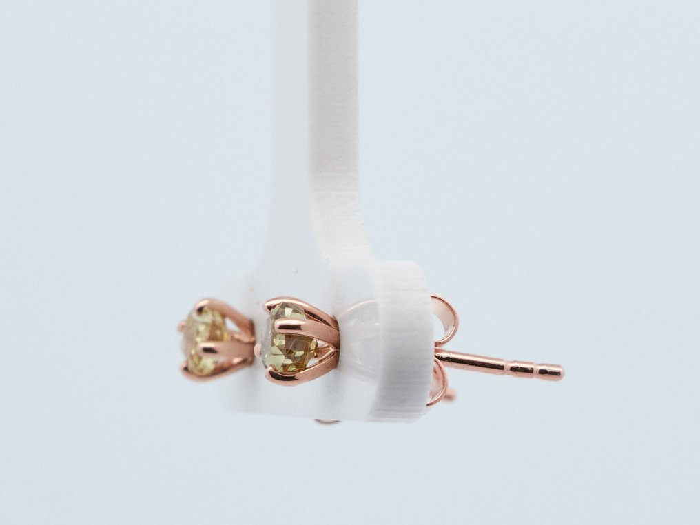 没有保留价 - 耳环 - 14K包金 玫瑰金 -  0.85ct. tw. 钻石 (天然色彩的) #4.3