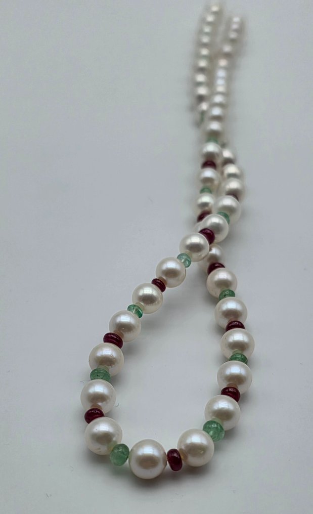 χωρίς τιμή ασφαλείας - Κολιέ - 18 καράτια Κίτρινο χρυσό Μαργαριτάρι - Ρουμπίνι - Smeraldi #3.2