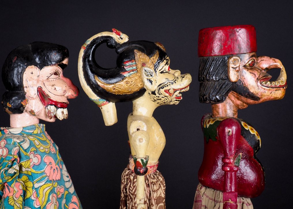 3 Wayang Golék poppen - Καρταμαρμα, Χανόμαν, Μπούτα Τσάκιλ - Java - Ινδονησία (χωρίς τιμή ασφαλείας) #1.0