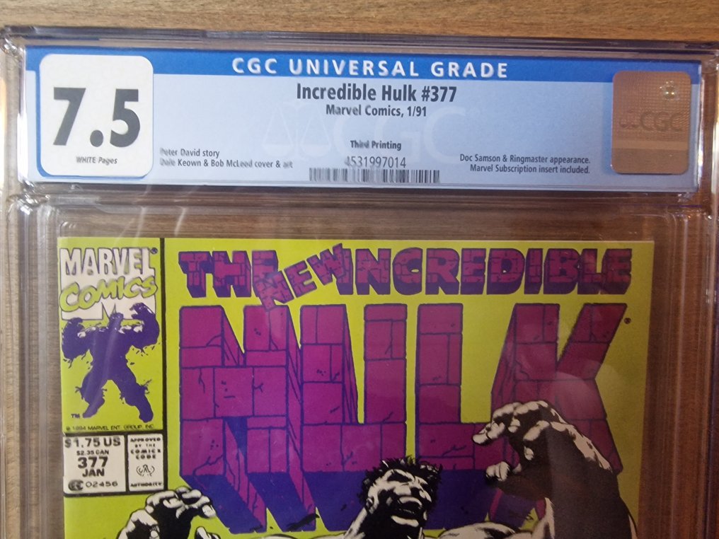 Incredible Hulk #377 - 3rd Printing - Honey, I Shrunk the Hulk - 1 Graded comic - Neuauflage - 1991 - CGC 7.5 #2.1