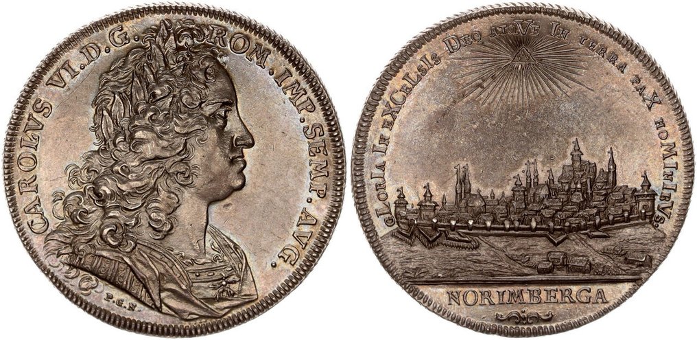 Germany, Nuremberg, city. Reichstaler 1736, Stadtansicht. Mm. Paul Gottlieb Nürnberger. #1.0