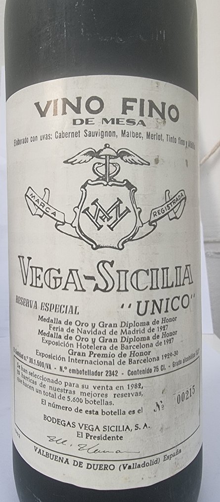 Vega Sicilia Unico, 1982 Release - 斗罗河岸 Reserva Especial - 1 Bottle (0.75L) #2.1