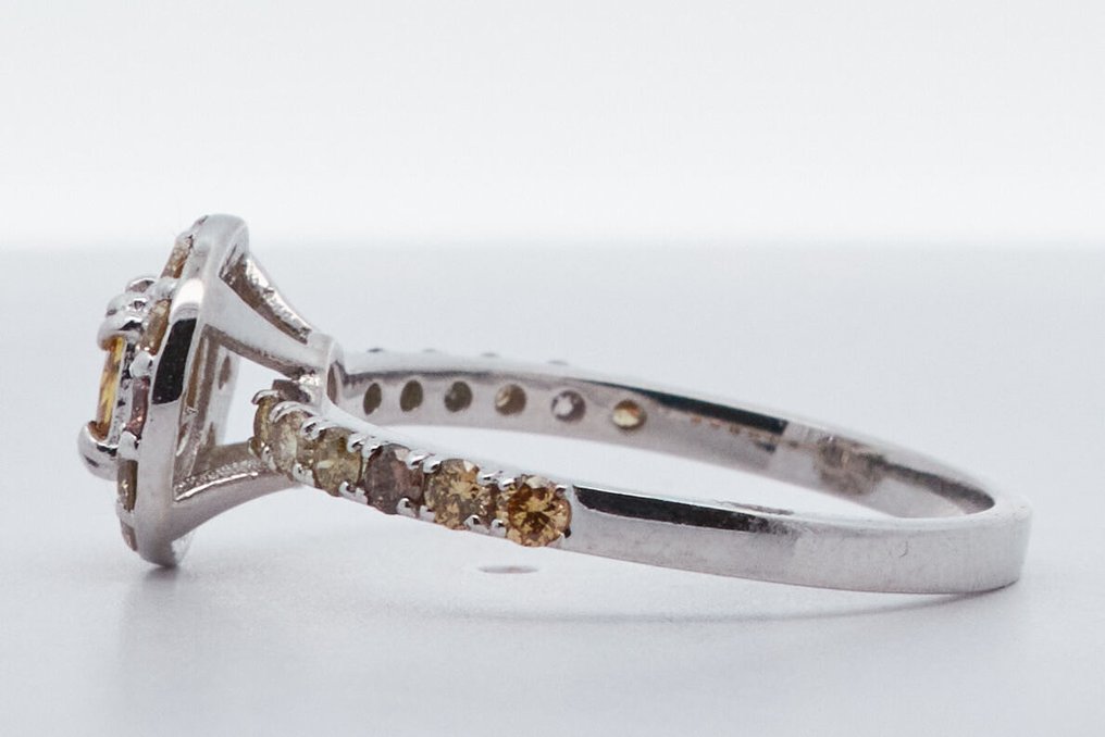 没有保留价 - 戒指 - 14K包金 白金 -  0.75ct. tw. 钻石 (天然色彩的) #4.3