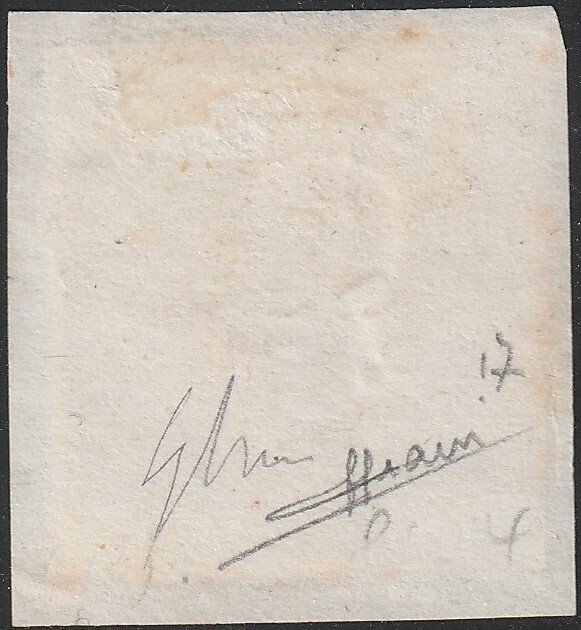 那不勒泰省 1861 - 1/2 茶匙 Sass 17 绿色，带边缘，曾在那不勒斯的片段中使用，来自 Sorani Ex Coll. Imperato Spl #1.0