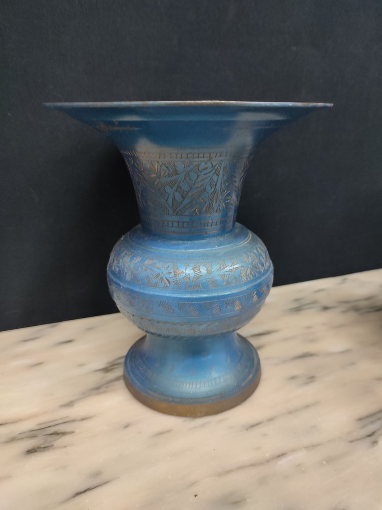 1925 jarron antiguos indios - laton pintado a mano - Βάζο (3)  - Ορείχαλκος #4.3