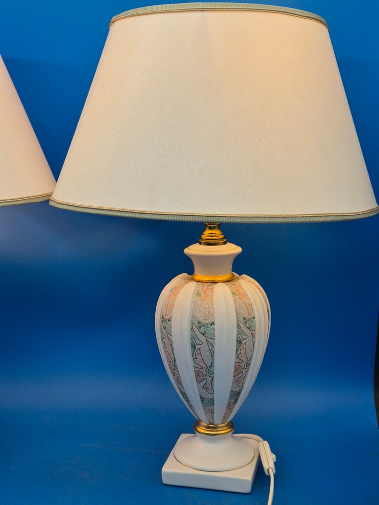 Paar Tischlampen – Dekorative Keramiklampen mit floralem Muster – elektrisch - Φωτιστικό - Κεραμικό #1.0