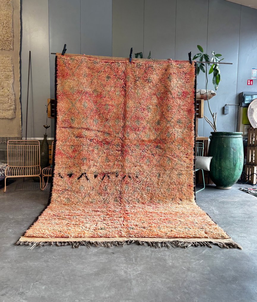 稀有复古摩洛哥布扎德地毯 200 x 340 厘米——大型手工编织贝尔贝羊毛地毯 - 地毯 - 340 cm - 200 cm - 手工编织羊毛地毯 #1.0
