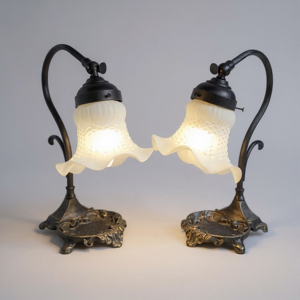 Lampe de table (2) - Laiton, Verre #1.0