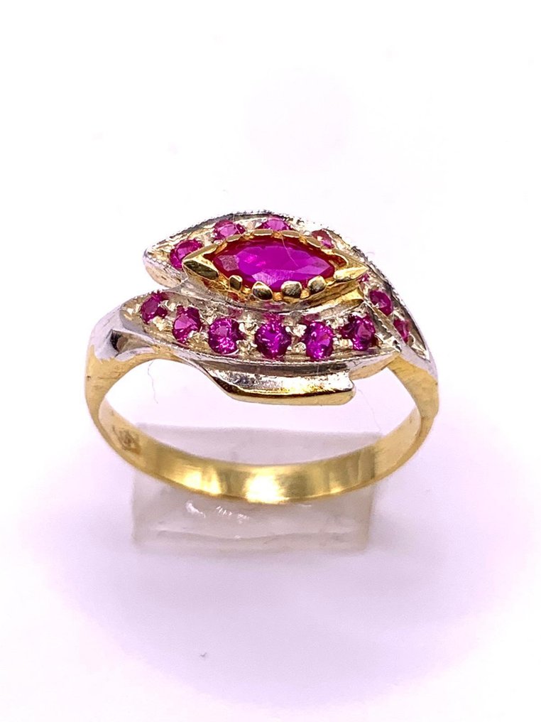 Senza prezzo di riserva - Anello - 9 kt Oro giallo, Argento Rubino - Rubino #1.0