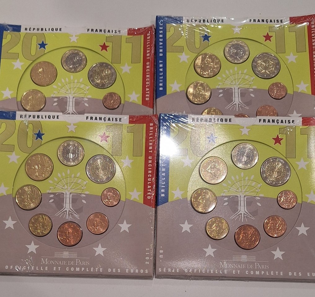 Ranska. Year Set (BU) 2011 (4 sets) (Ei pohjahintaa) #1.0