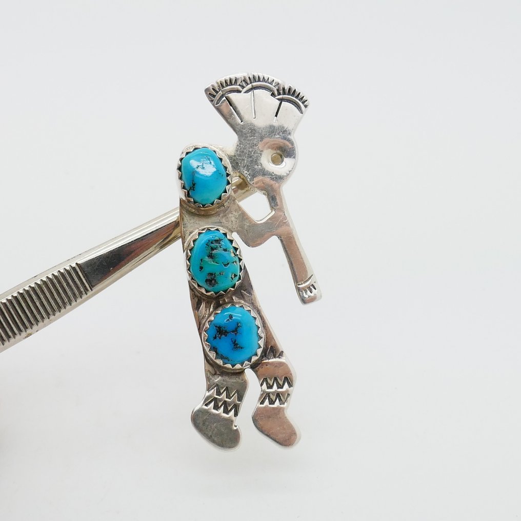 Broche - Kokopelli - turquesa - Navajo (Sem preço de reserva) #1.0