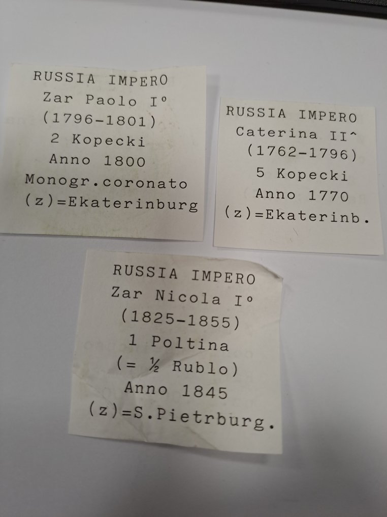 Russia. Lot of 3 coins, incl. silver Poltina 1845 СПБ-КБ, various Kopecks denominations  (No reserve price) #2.1