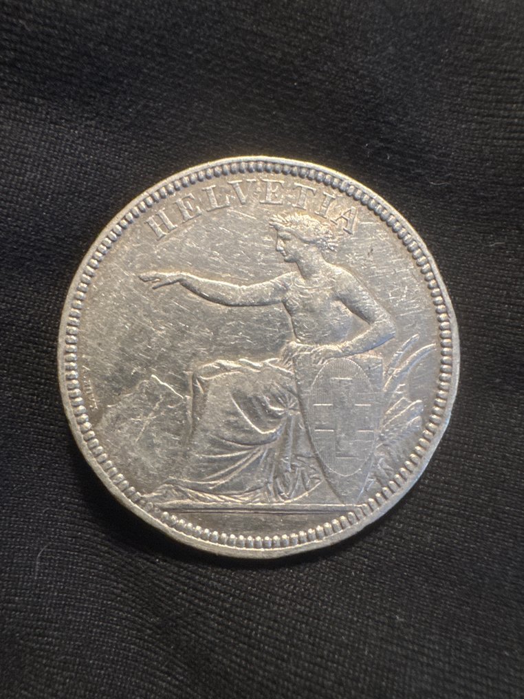 Zwitserland. 5 Francs 1874 B (ohne Punkt)  (Zonder minimumprijs) #3.2