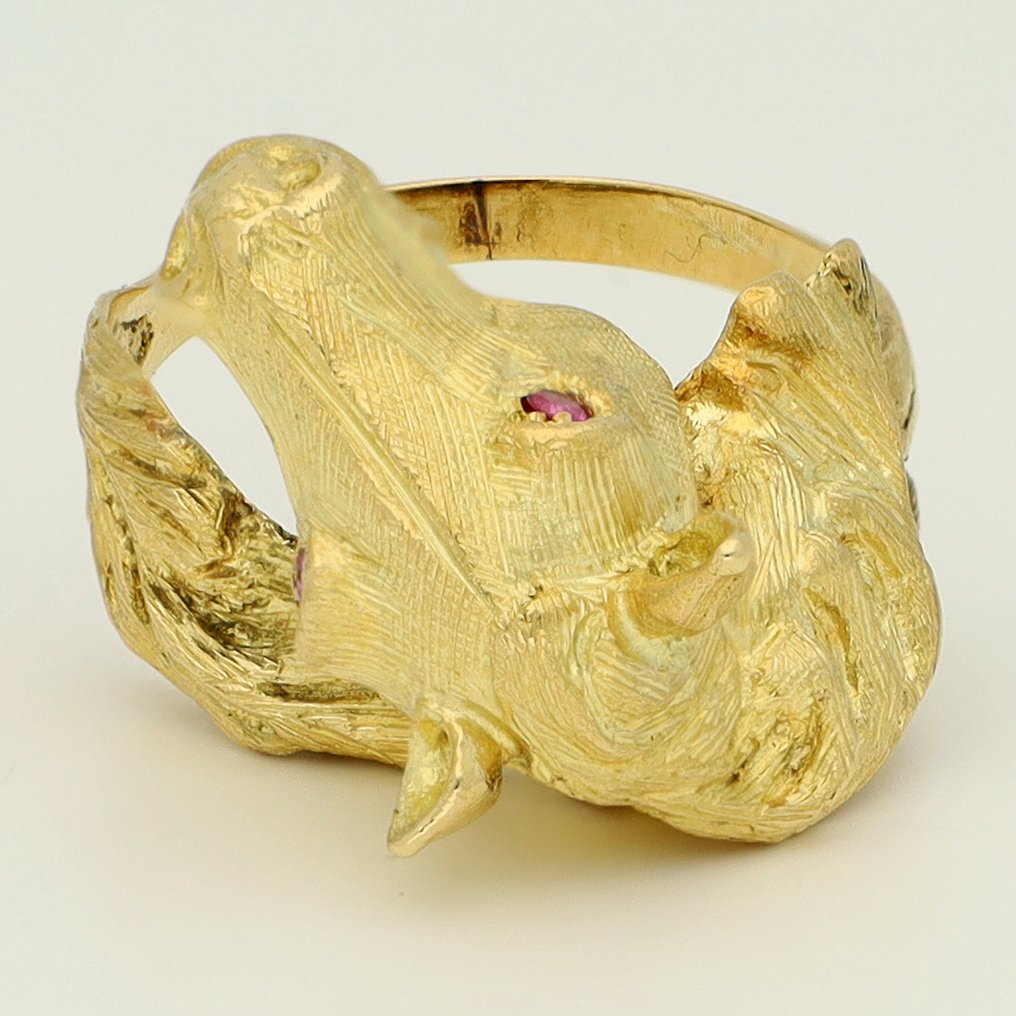 Ring - 18 kt. Yellow gold Ruby - Horse #2.1