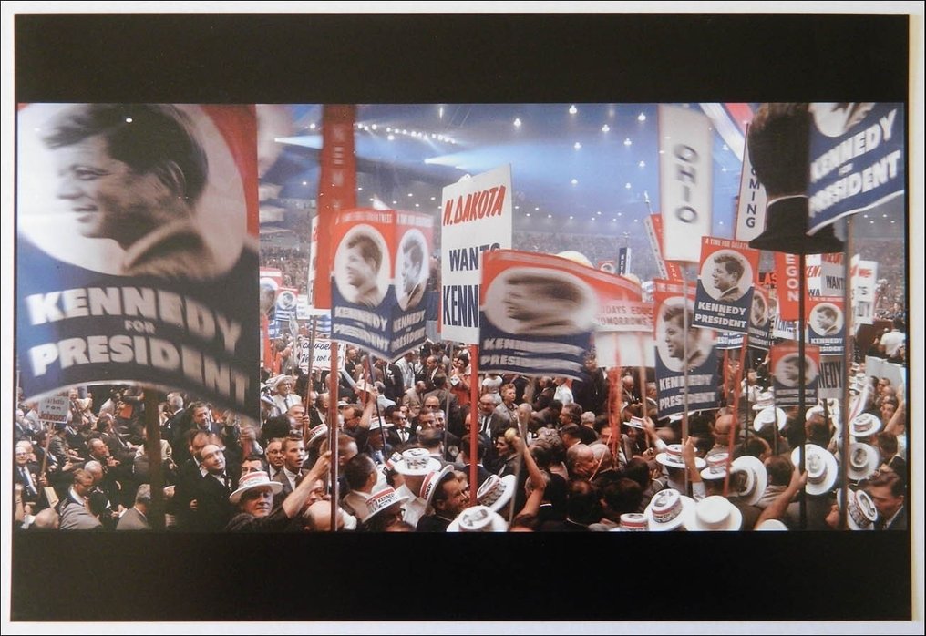 Ralph Crane - Wide-angle photo of the floor at the Democratic convention with John F. Kennedy supporters. Los #1.0