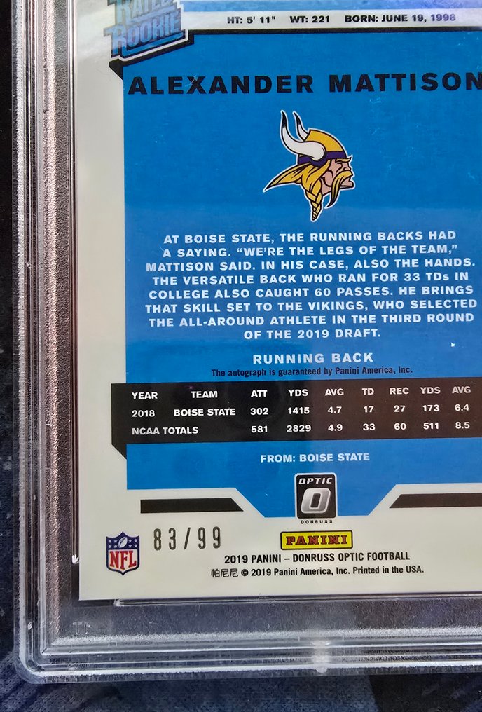 2019, 2022, 2023 Panini Prizm, Donruss Optic, Contenders, Contenders Optic Irv Smith Jr. Signeerattu kortti, Sarjoitettu kortti, Graded card - PSA 10 - 5 Graded card #4.3