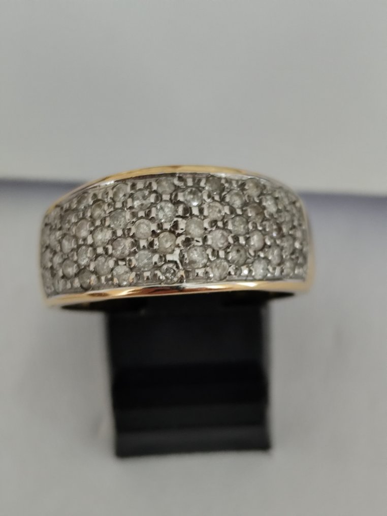 戒指 - 18K包金 黄金 -  1.00ct. tw. 钻石 (天然色彩的)  #1.0