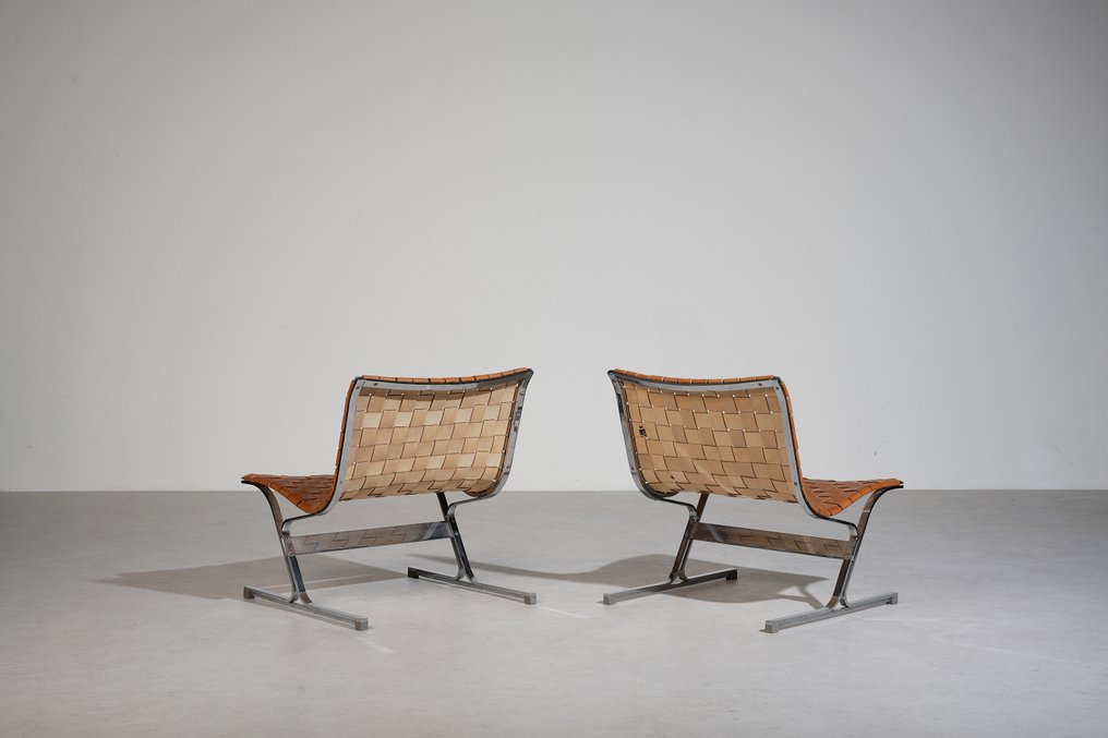 ICF - Ross Littell - Πολυθρόνα (2) - Δεν έχει δοθεί κείμενο προς μετάφραση. - Δέρμα, Επιχρωμιωμένο, Χάλυβας #1.0