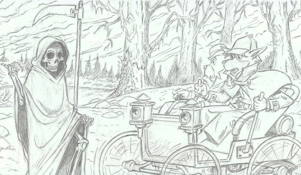 Bernat - 1 Original drawing - Sherlock Holmes - hitchhiking from hell ! #4.3