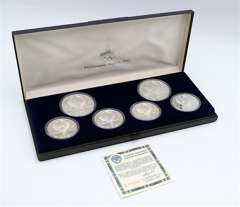 Russia. Collezione di 6 Monete: 5/10 Roubles in Argento - XXII Olympics Games, Moscow, 1978 / 1980 #2.1