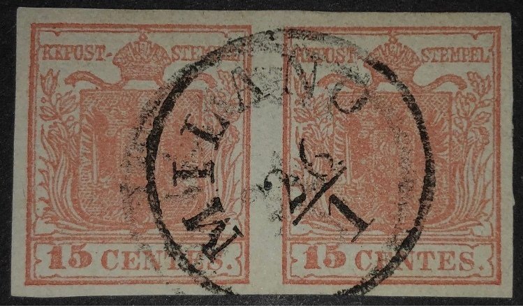 奧地利 1850/1851 - 奥地利 15+15 分 II 类型 1851 成对 高品质 #1.0