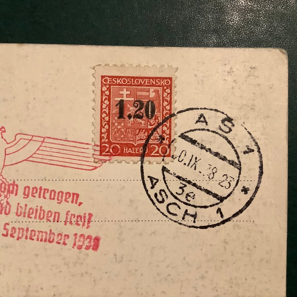 波希米亚和摩拉维亚 1938 - 阿什：德国帝国宣传卡，编号1,2，面值20赫勒。 - Michel 3 #1.0