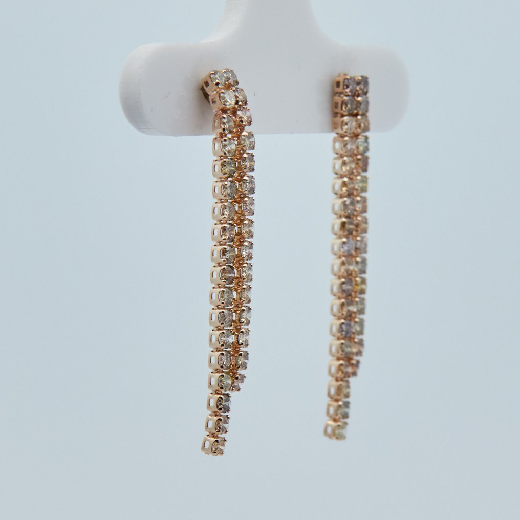 χωρίς τιμή ασφαλείας - Σκουλαρίκια - 14 καράτια Κίτρινο χρυσό -  1.32ct. tw. Διαμάντι (Φυσικού χρώματος) #1.0