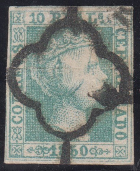 Spagna 1850 - Isabel II. 10 reales, verde. - Edifil 5 #1.0