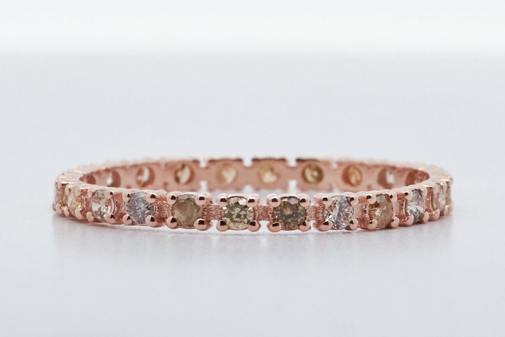 没有保留价 - 戒指 - 14K包金 玫瑰金 -  0.36ct. tw. 钻石 (天然色彩的) #2.1